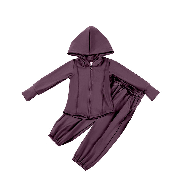 presale GLP2082 Maroon Yoga Suit Zipper Hooded Long Sleeve Pants Set 2024 9.21