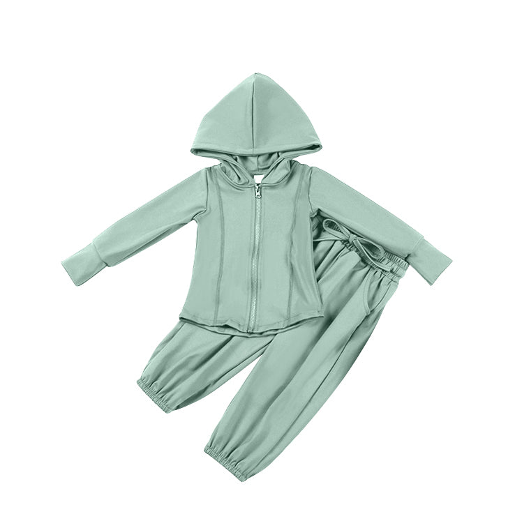 presale GLP2083 Turquoise Yoga Suit Zipper Hooded Long Sleeve Pants Set 2024 9.21