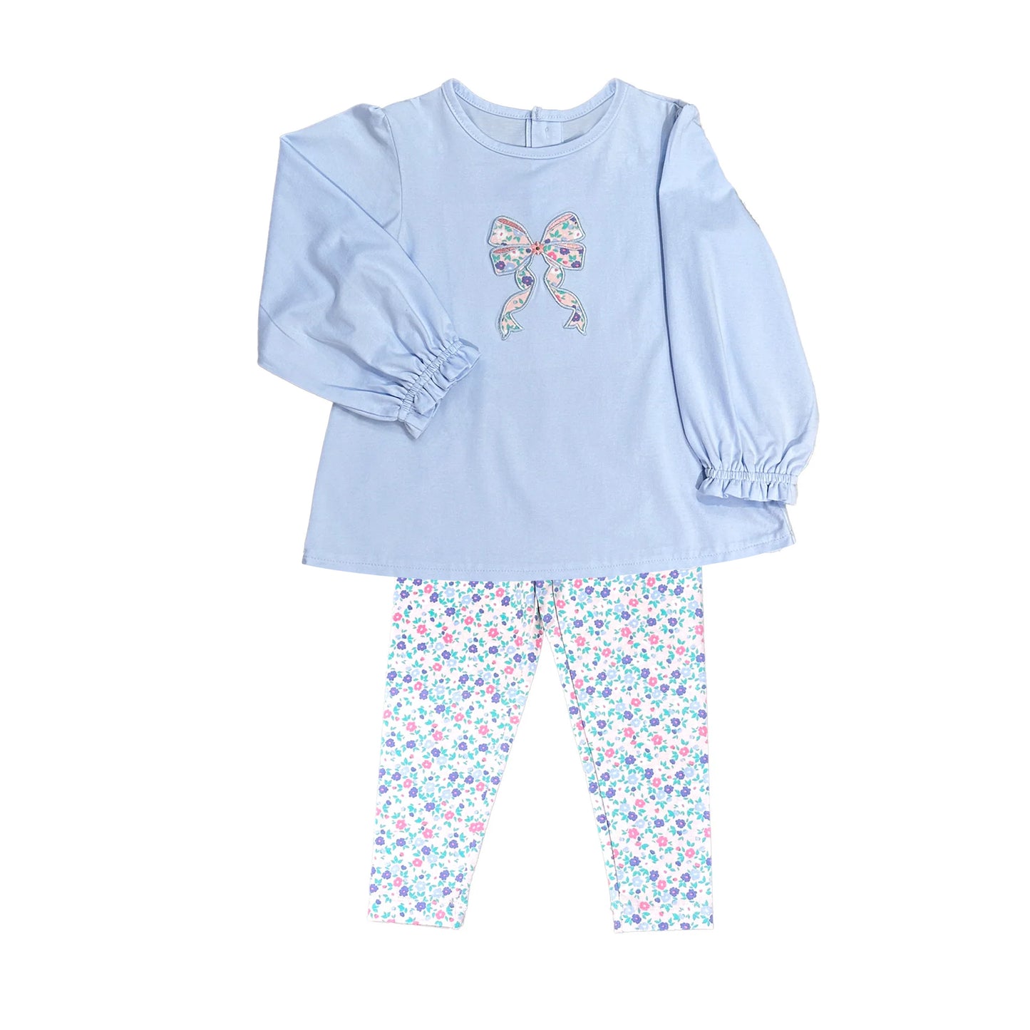 presale GLP2148 Blue long-sleeved trousers suit with floral bow pattern 2024 10.8