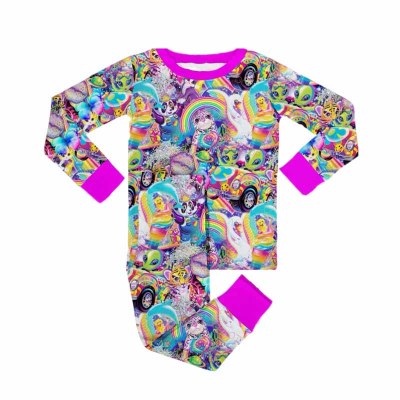 presale GLP2167 Cartoon rainbow long sleeve and long pants pajamas set 2024 10.9