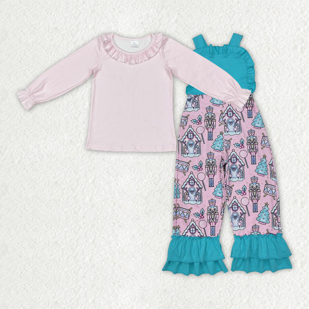 GLP2237 Baby Girls Christmas Soldier Straps Jumpsuits Shirts Clothes Sets