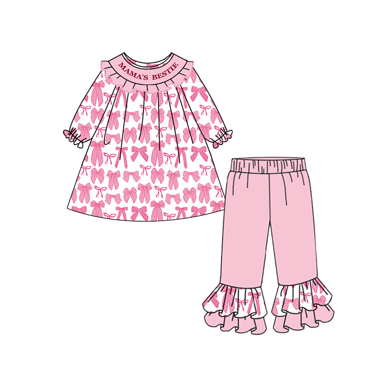 presale GLP2261 Pink and white long-sleeved trousers suit with bow pattern 2024 11.16