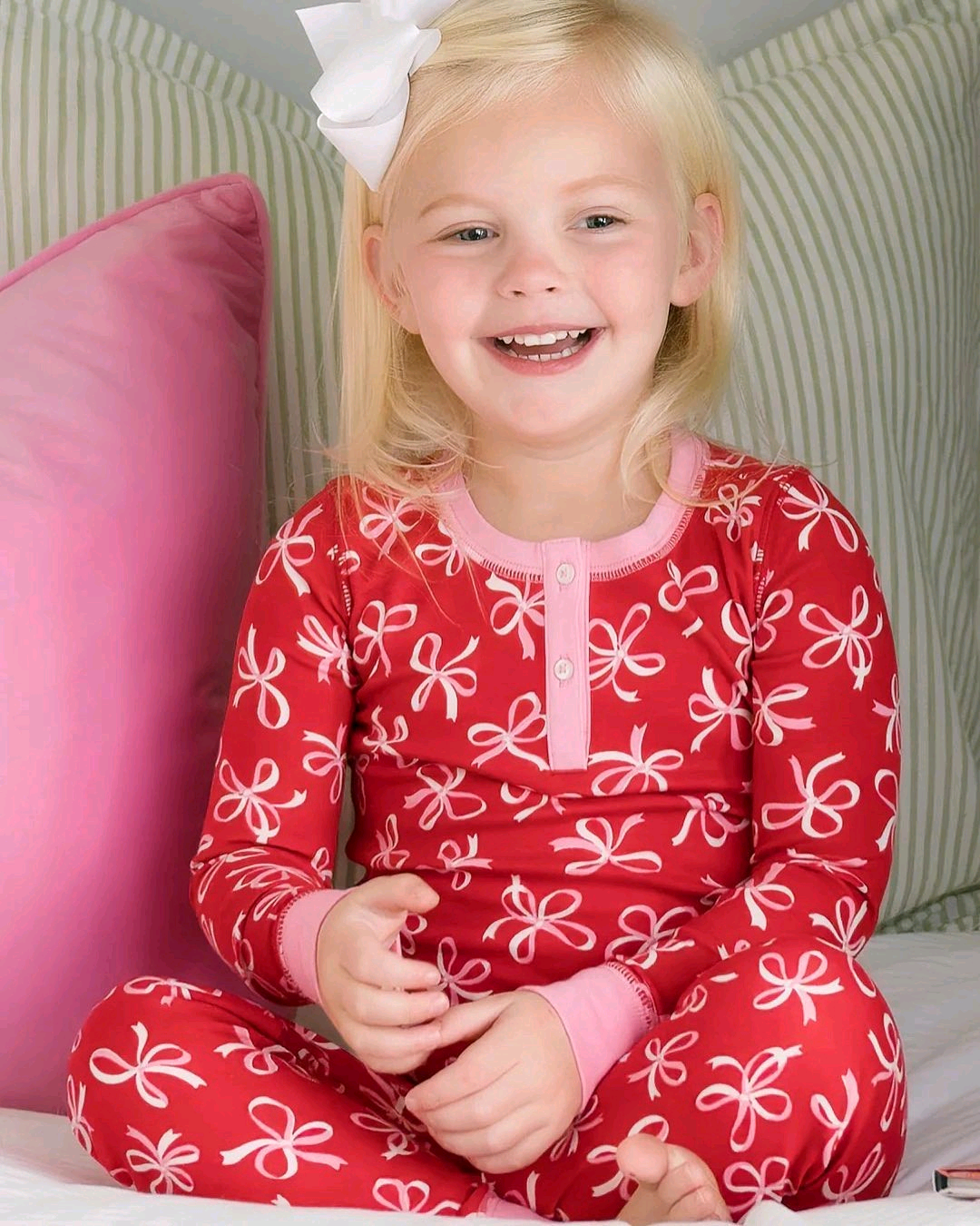 presale GLP2263 Pink bow pattern long-sleeved and long-pants pajama set 2024 11.18