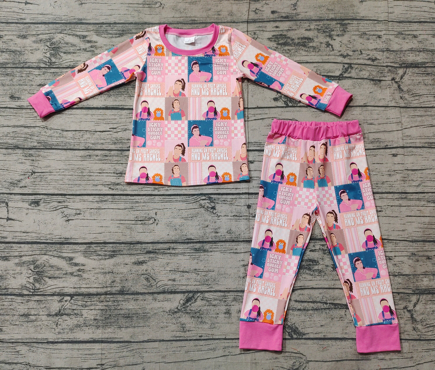 GLP2281 Plaid Pink Long Sleeve Long Pants Pajama Set