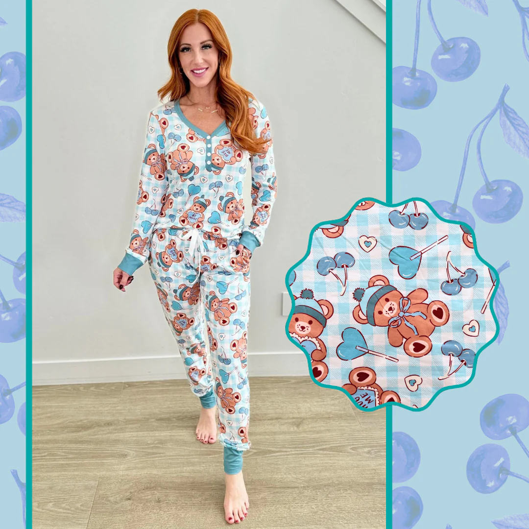 presale GLP2283 Adult Women Valentines Heart Bears Tops Pants Pajamas 2024 11.28