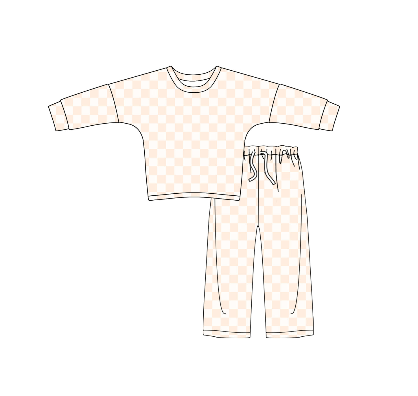 presale GLP2296 Baby Girls Pink Checkered Shirt Pants Pajamas Clothes Sets 2024 12.5