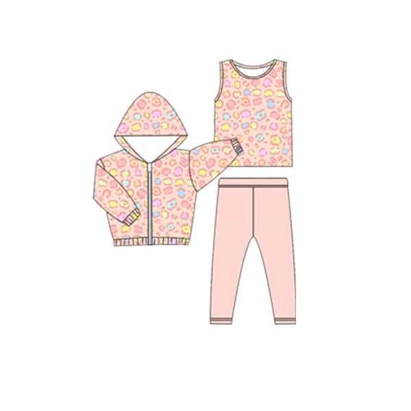 presale GLP2310 TODDLER GIRL CLOTHES LEOPARD PRINT GIRL WINTER HOODIE SET 2024 12.9