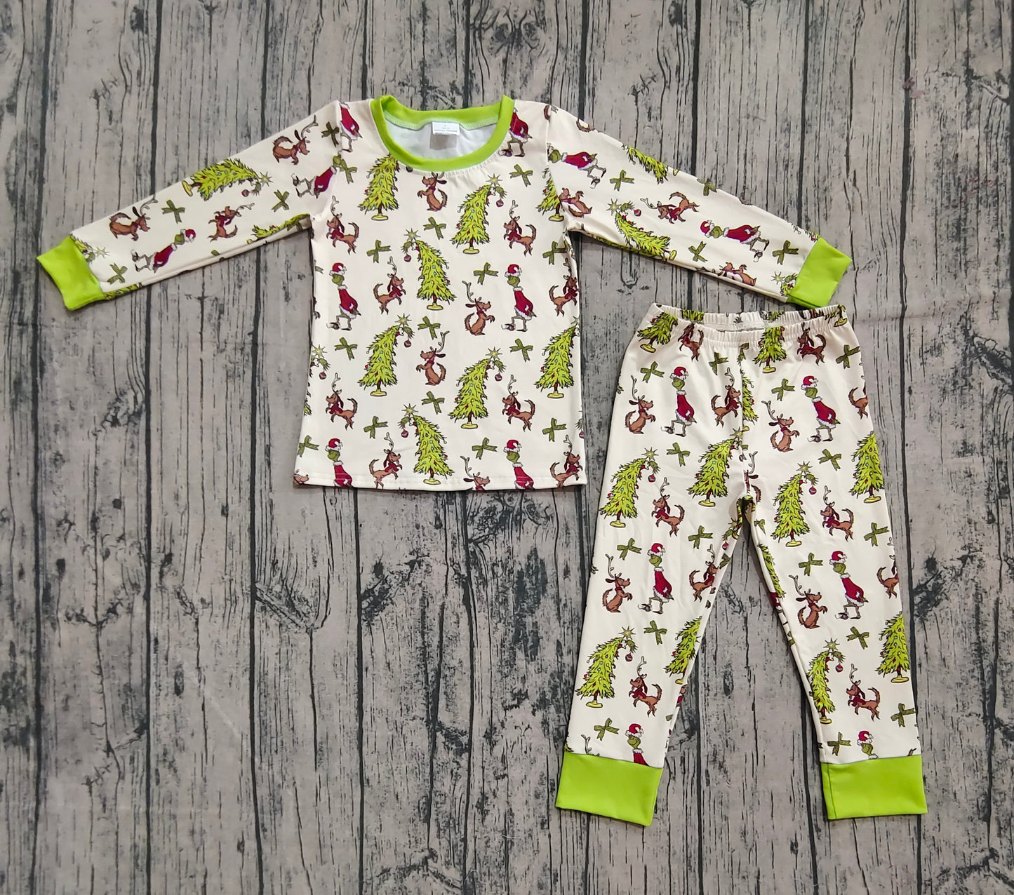 GLP2627 Baby Boys Long Sleeves Christmas Trees Dogs Top Pant Pajamas Set D 7.30