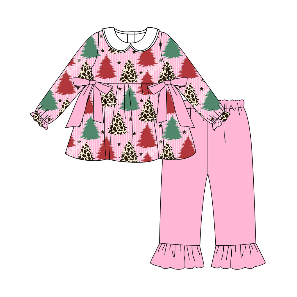 presale GLP2653 Baby Girls Christmas Trees Stars Tunic Ruffle Pant Set D 7.22
