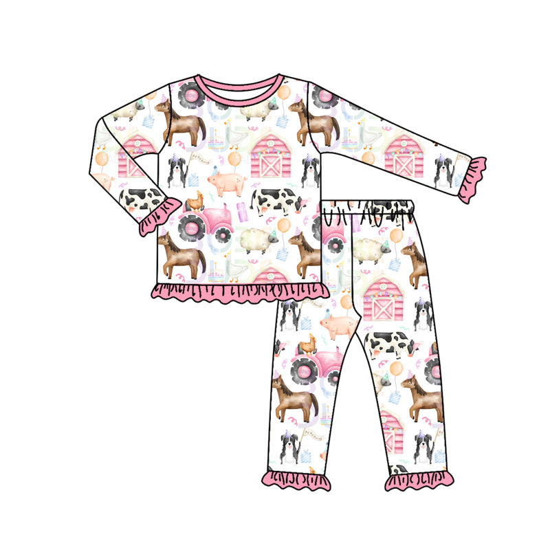 presale GLP2655 Baby Girls House Pigs Top Ruffle Pant Farm Pajamas Set D 7.22