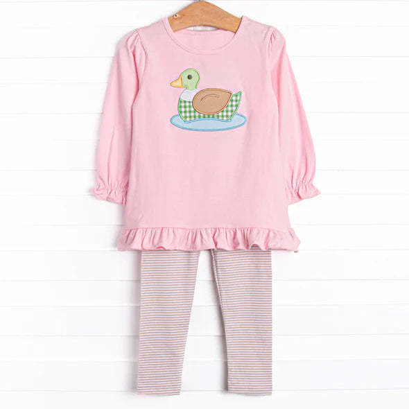 presale GLP2698 Baby Girls Pink Ducks Tunic Stripe Legging Pant Set D 904