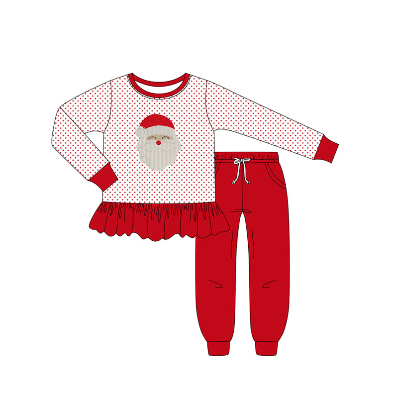 presale GLP2708 Baby Girls Red Polka Dots Santa Top Pockets Legging Pant Christmas Set D 910