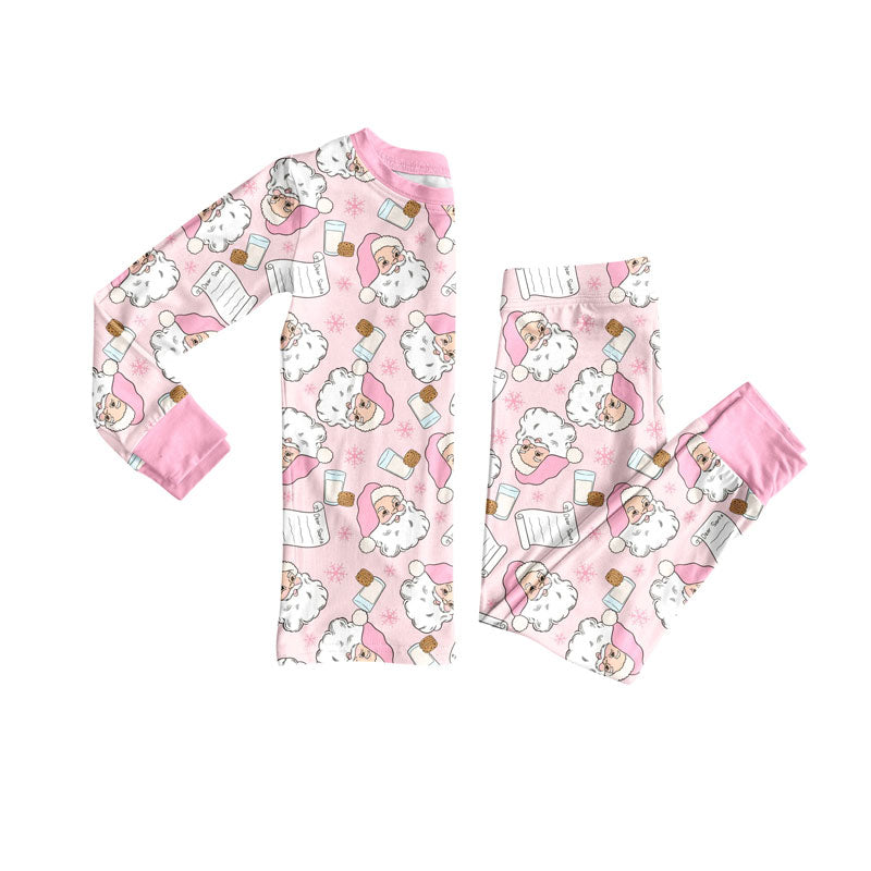 presale GLP2751 Baby Girls Santa Letter Milks Top Pant Christmas Pajamas Set D 830
