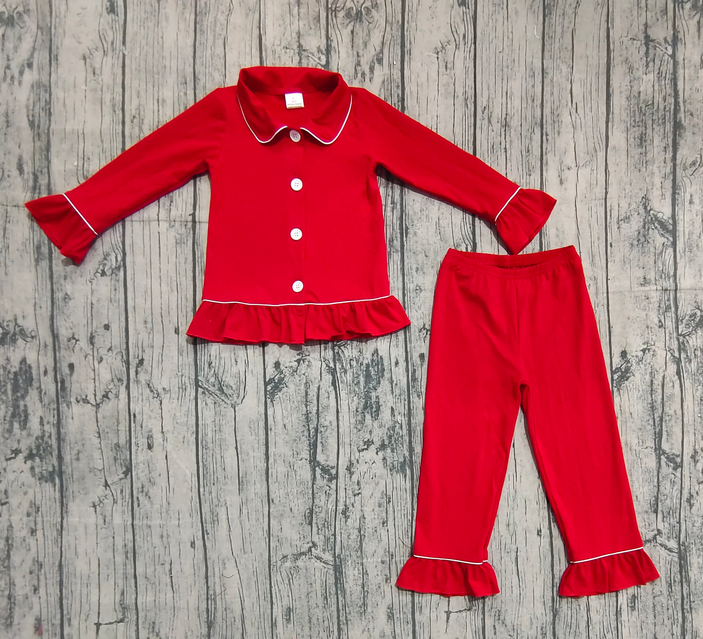 GLP2789 Baby girls red color cotton Christmas pajamas pants clothes sets D 910