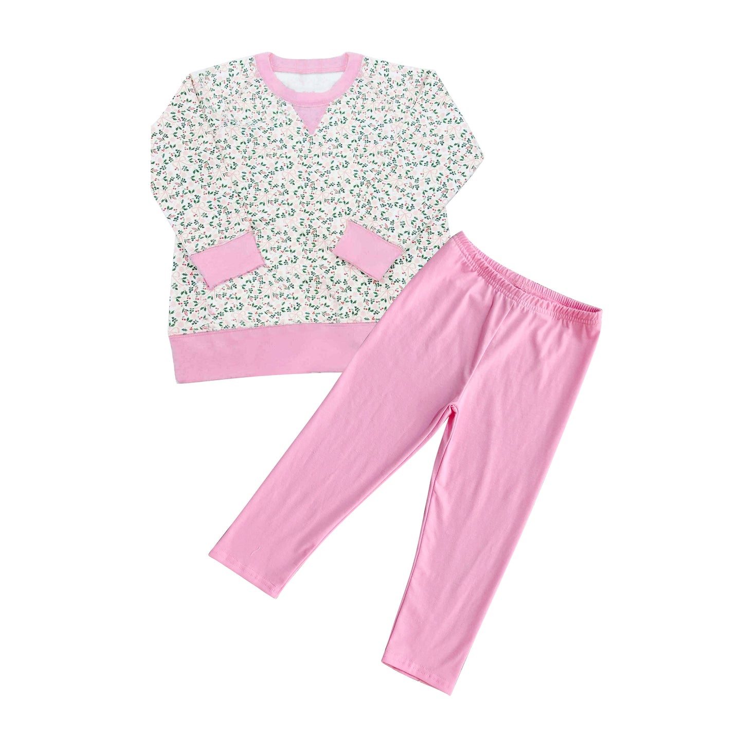 presale GLP2839 Baby Girls Pink Bows Floral Shirts Top Legging Pants Clothes Sets D 911