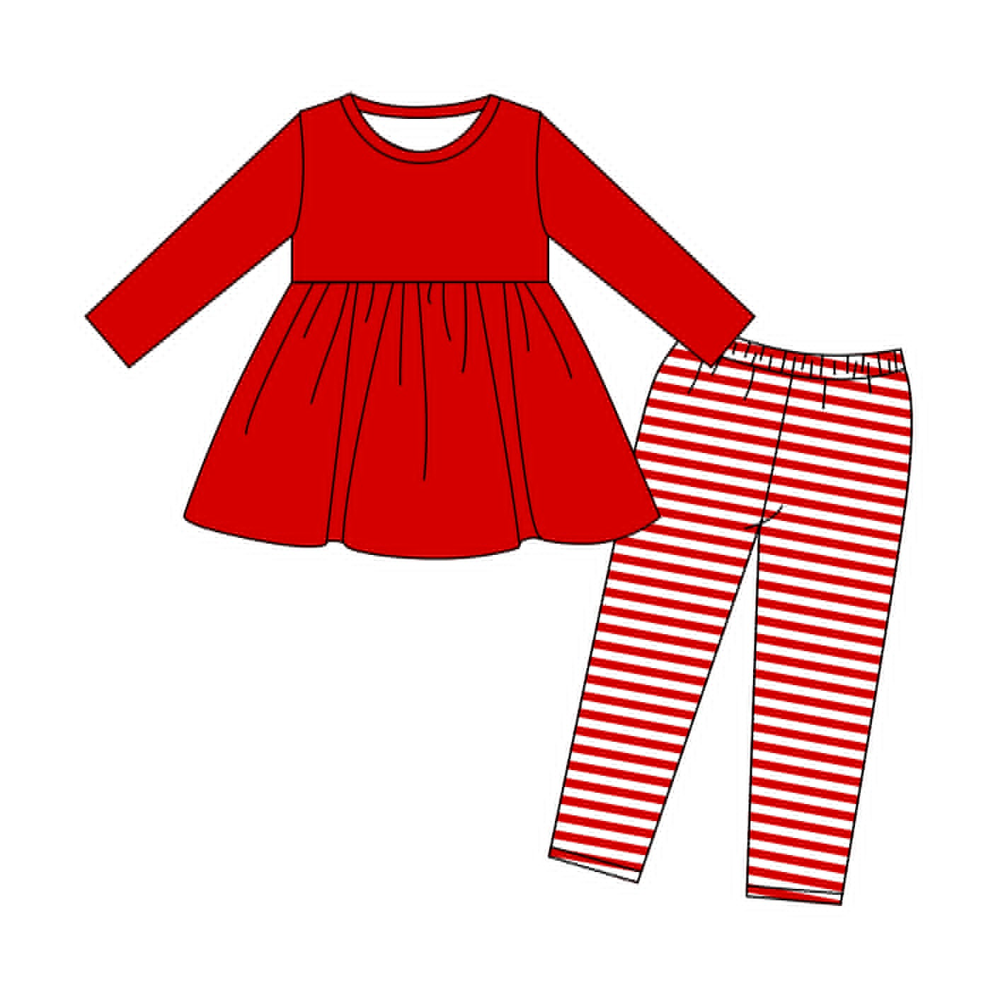 presale GLP2864 Baby Girls Watermelon Long Sleeve Tunic Stripe Leggings Clothes Sets D 1105