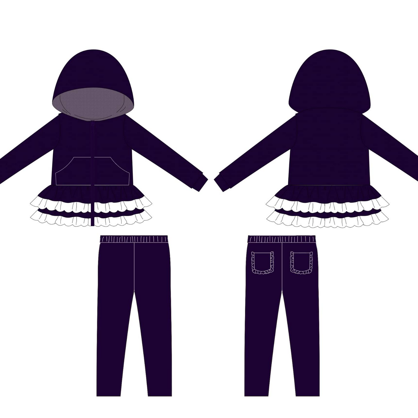 presale GLP3071 Baby Girls Purple Pocket Zipper Hoodies Jackets Leggings Pants Clothes Sets D 1106