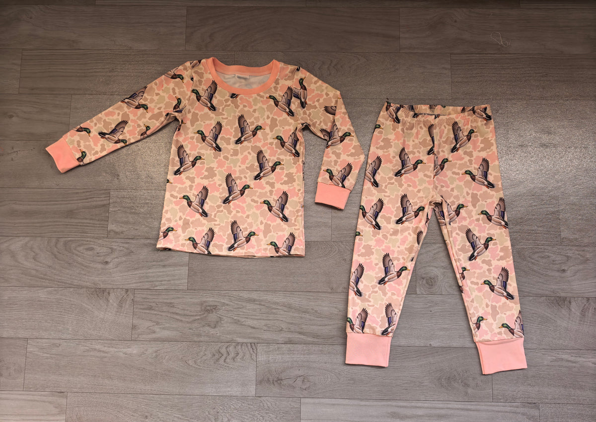 Pre order pink camo mallard pjs girls clothing