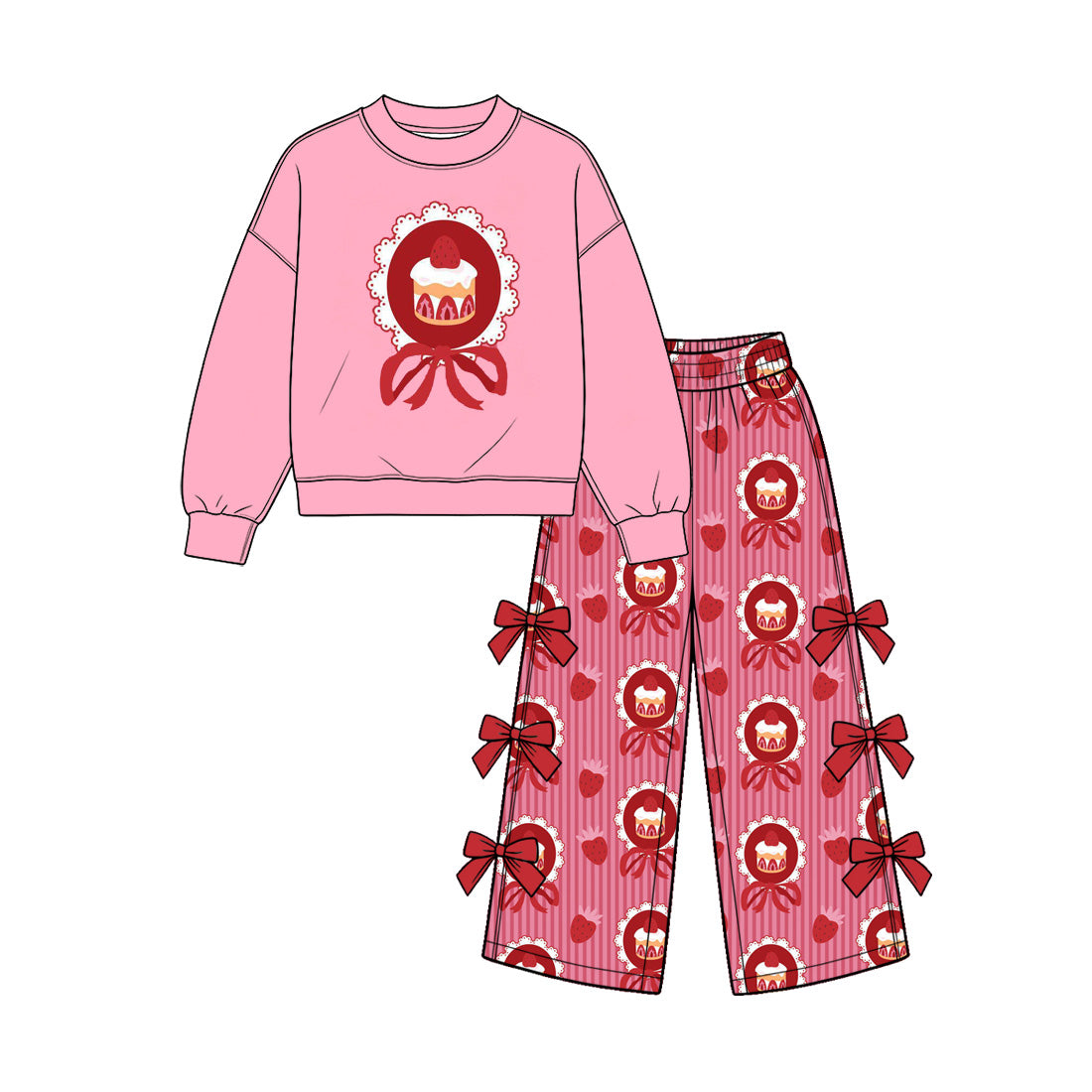 Pre order strawberry cake valentine's day sibling girl clothing
