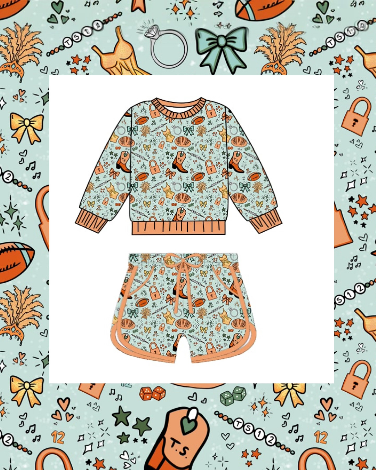 presale GLS0049 Baby Girls Boots Footballs Long Sleeve Top Pockets Shorts Team Clothes Sets D 1104