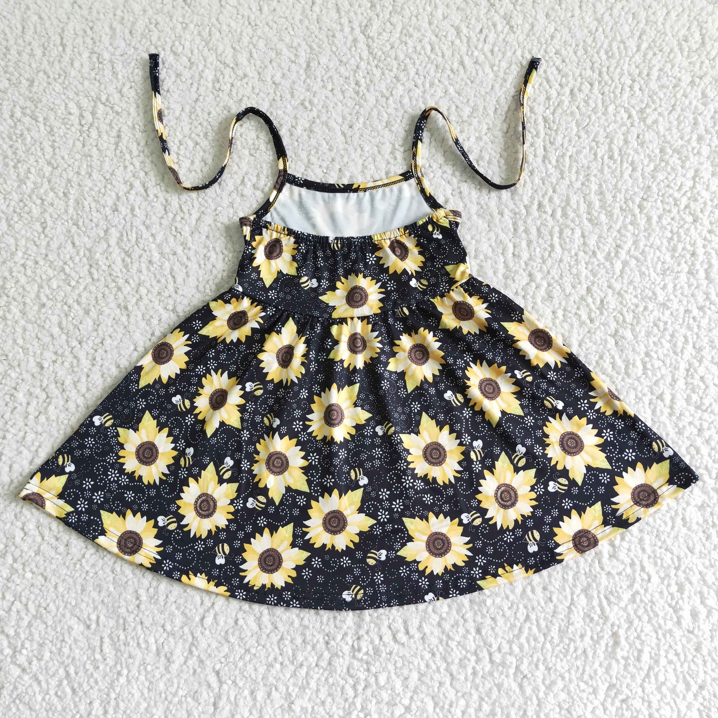 GSD0036 Girls Tie Black Sunflower Flower Dress
