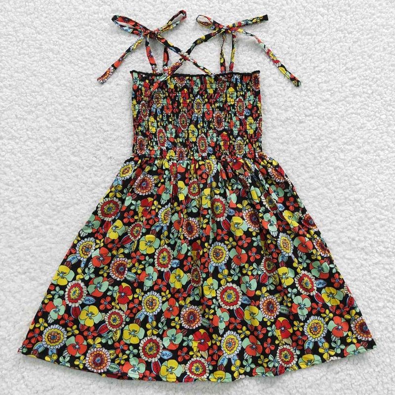 GSD0357 Colorful Flower Black Sling Dress D 7.4