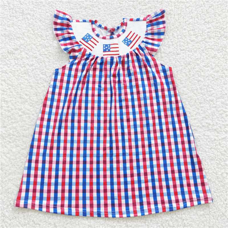 Match Baby Girls 4th Of July Smocked Gingham Dresses Rompers D 3.24