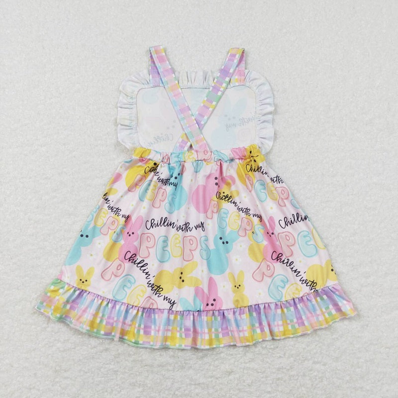 GSD0551 Flower rabbit colorful plaid lace suspender skirt