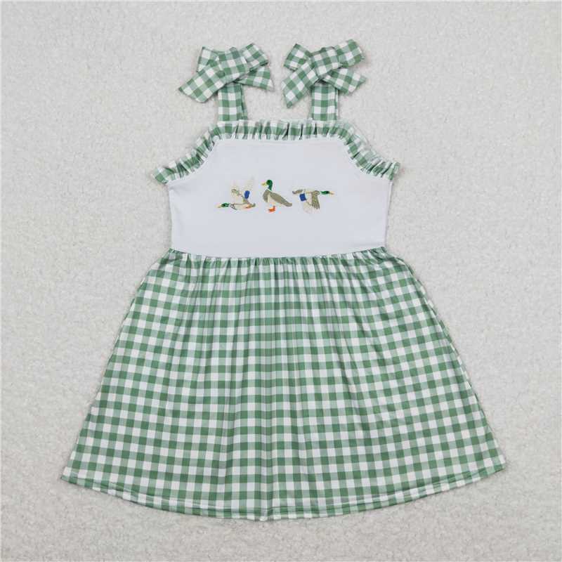 Baby Girls Boys Sibling Ducks Tunic Green Checkered Shorts Rompers Outfits Clothes Sets D 816