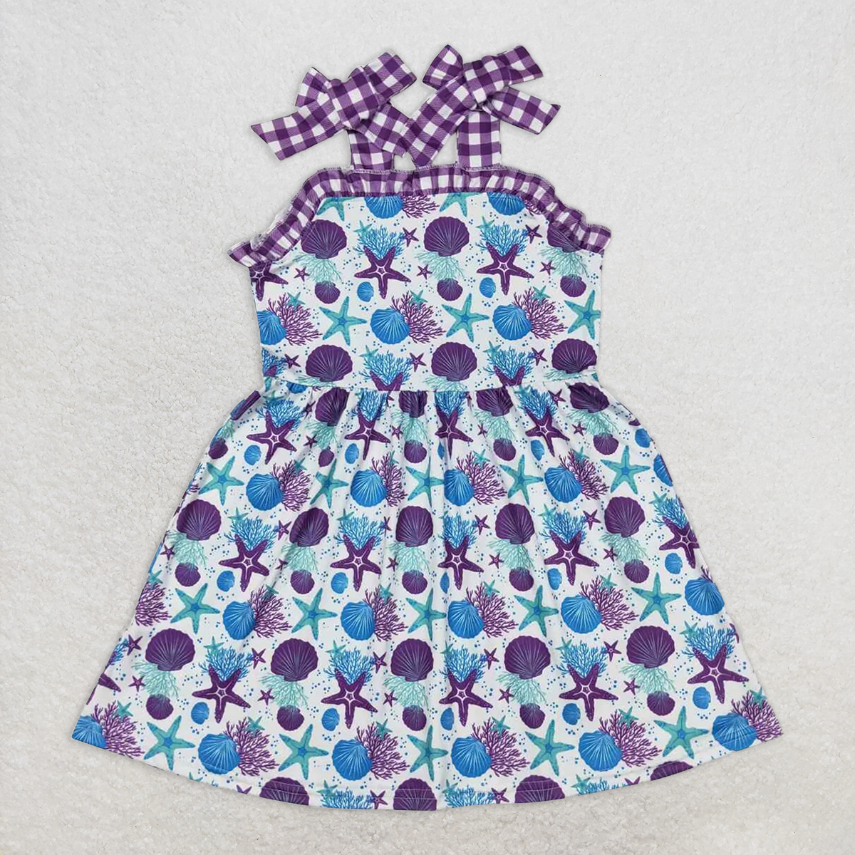 GSD0913 Baby Girls Straps Purple Starfish Knee Length Dresses D 4.11