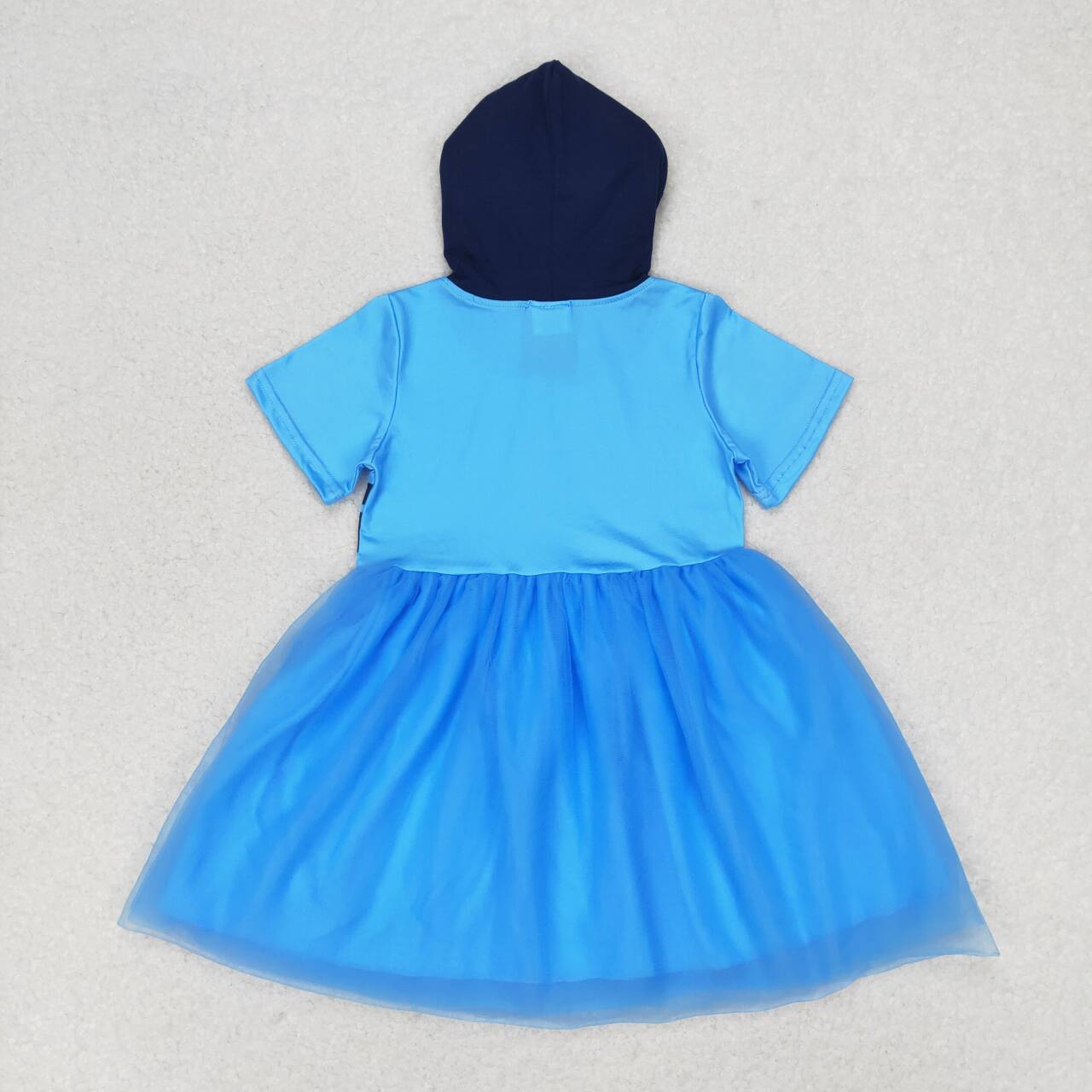 GSD0997 Cartoon blue tulle hooded short-sleeved dress
