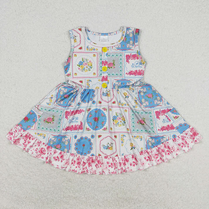 Sibling Baby Girls White Flowers Dresses Pajamas Outfits D 814 15