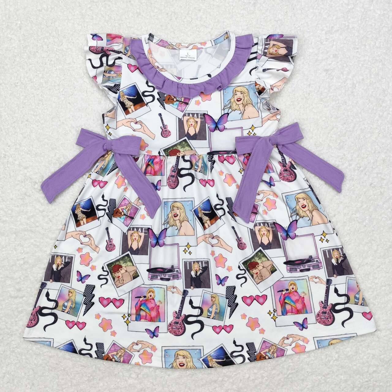 GSD1030 Baby Girls Pop Singer Swift Flutter Sleeve Dress