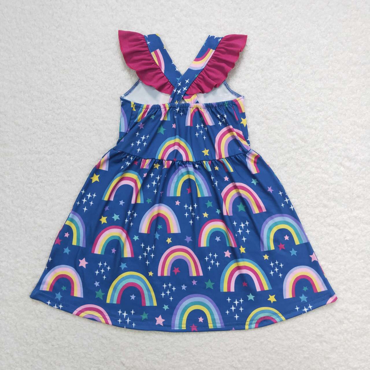 GSD1085 Rainbow star rose red lace navy blue sleeveless dress