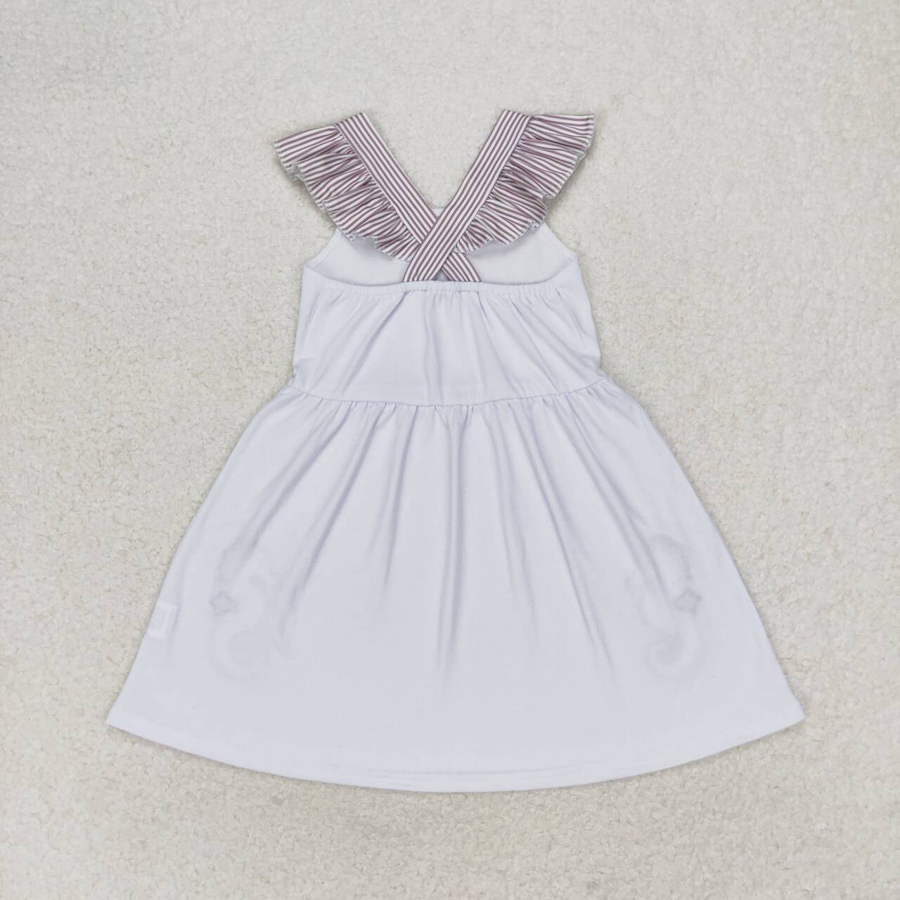 GSD1111 Seahorse striped flying sleeve white dress