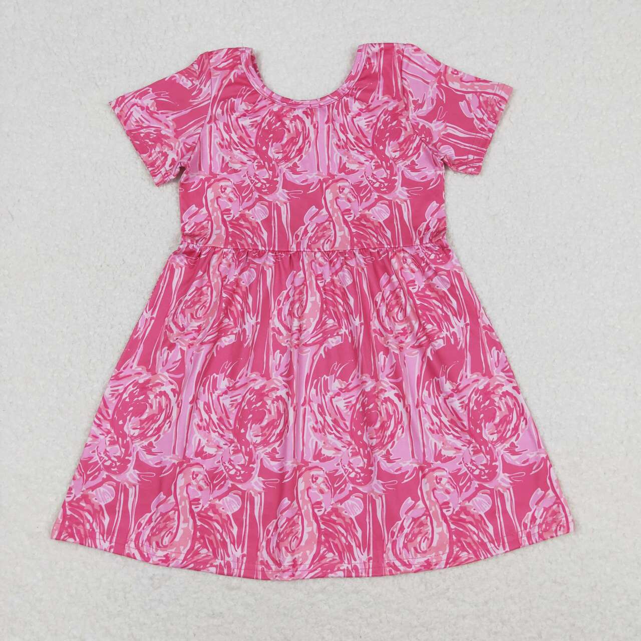 GSD1116 Flamingo rose red short-sleeved dress D 4.11