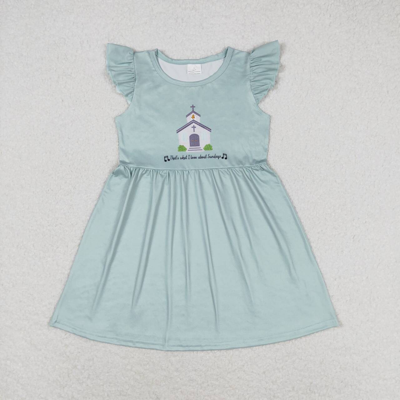 GSD1156 Church Letters Turquoise Flying Sleeve Dress D 4.17