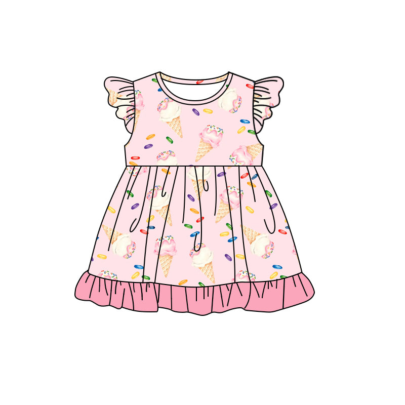 presale GSD1203 Ice cream pink lace flying sleeve dress