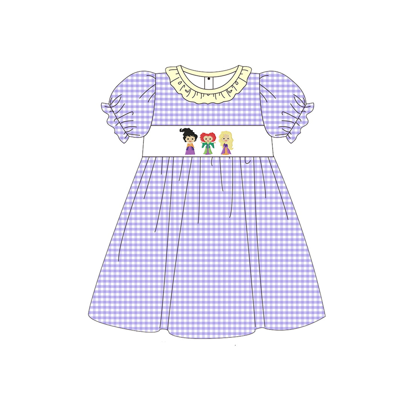 presale GSD1258 Witch Purple Plaid Short Sleeve Dress