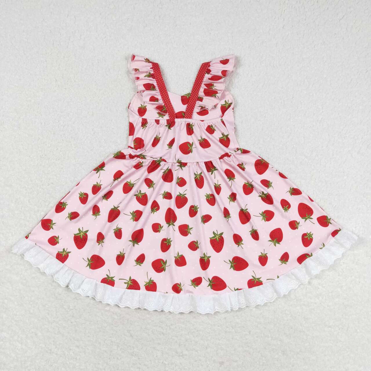 GSD1273 Strawberry Lace Pink Fly Sleeve Dress D 4.19