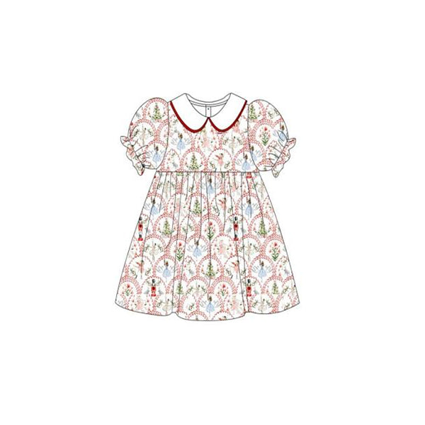 presale GSD1354 White short-sleeved dress with Christmas tree nutcracker doll collar