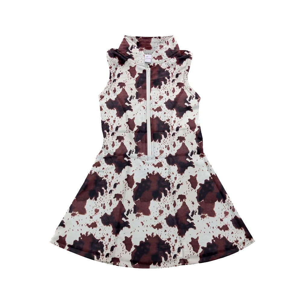presale GSD1385 Ink pattern camouflage zipper yoga wear sleeveless dress