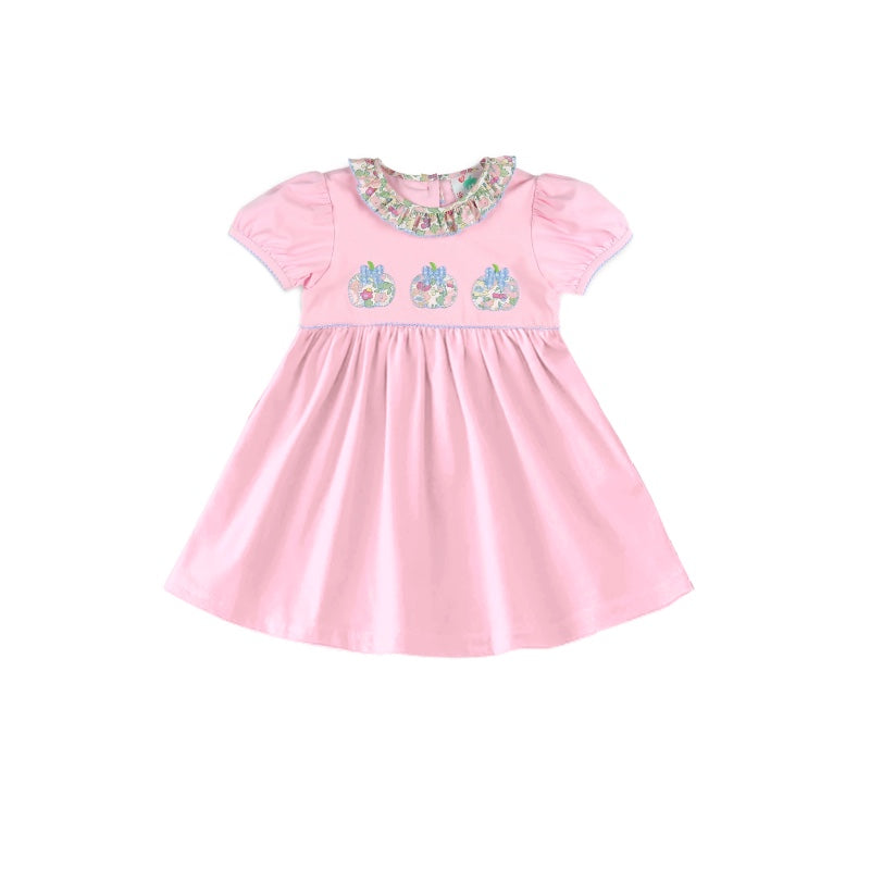presale GSD1417 Embroidered Pumpkin Lace Pink Short Sleeve Dress 2024 7.27
