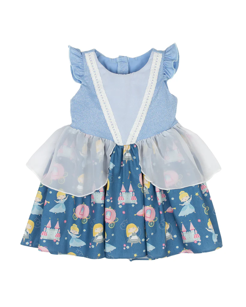 presale GSD1469 Cartoon Lace Blue Fly Sleeve Dress 2024 10.16