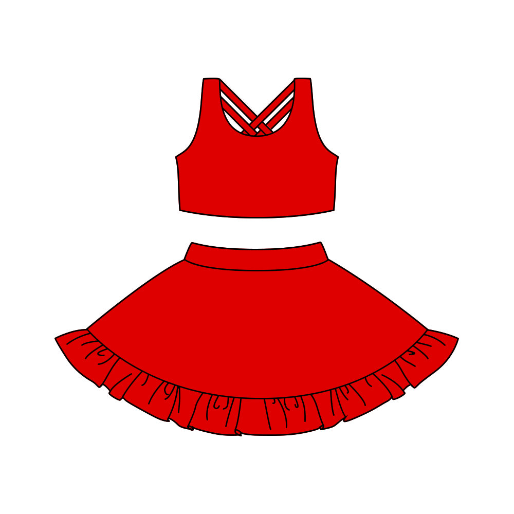 presale GSD1502 Solid red yoga vest pants skirt set 2024 10.22