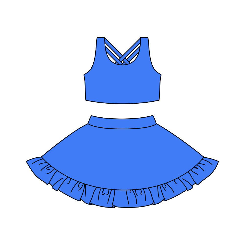 presale GSD1504 Solid blue yoga vest pants skirt set 2024 10.22