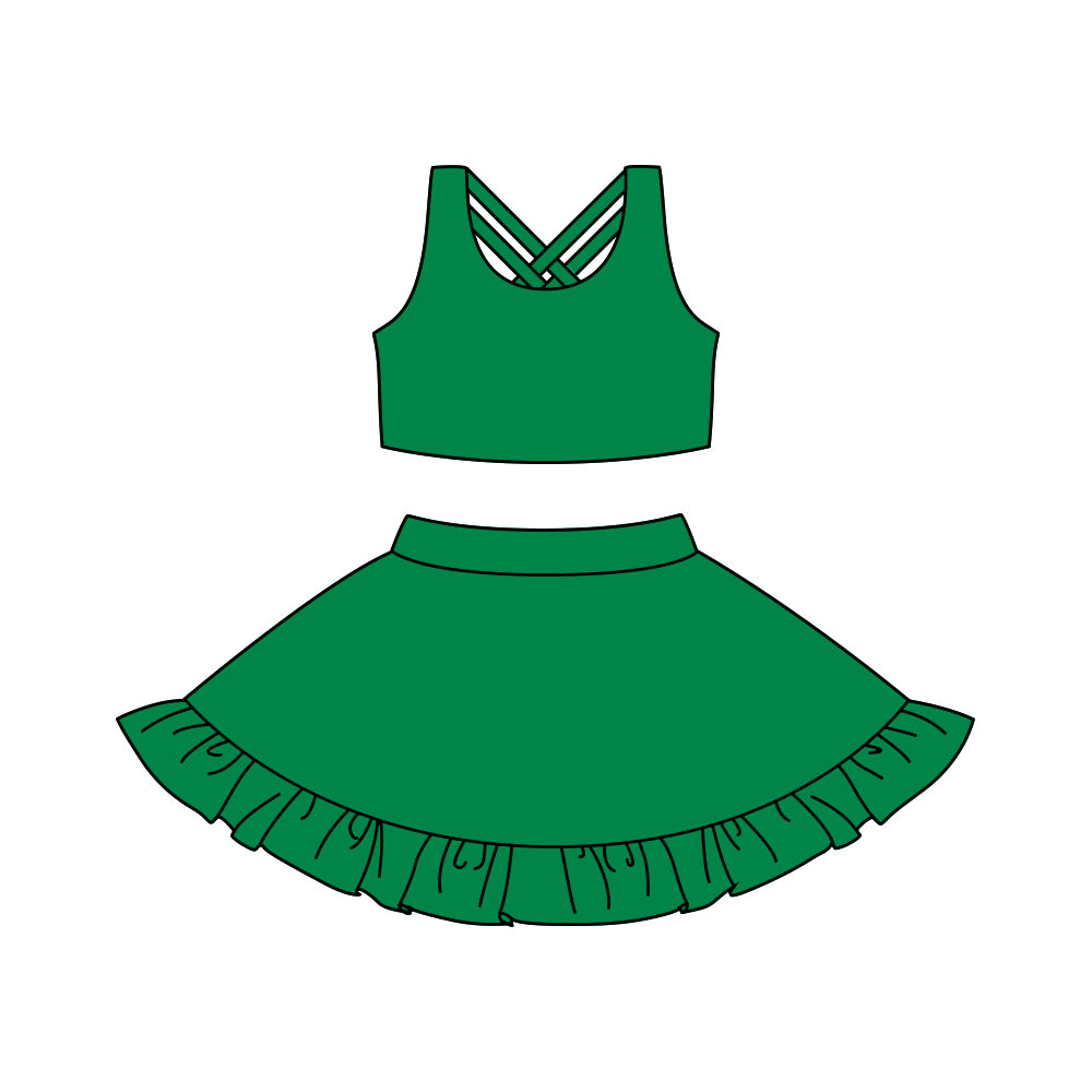presale GSD1505 Solid green yoga suit vest pants skirt set 2024 10.22