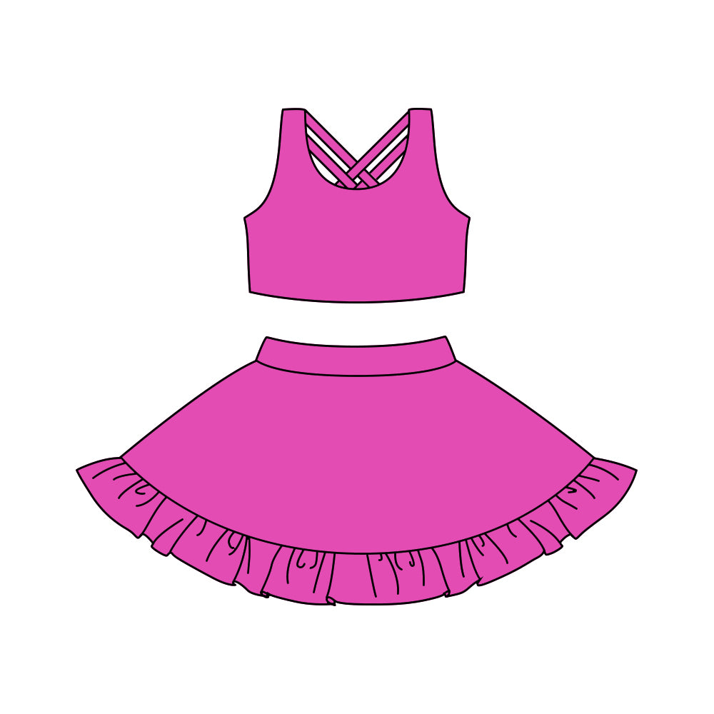 presale GSD1508 Solid color rose red yoga vest pants skirt set 2024 10.22