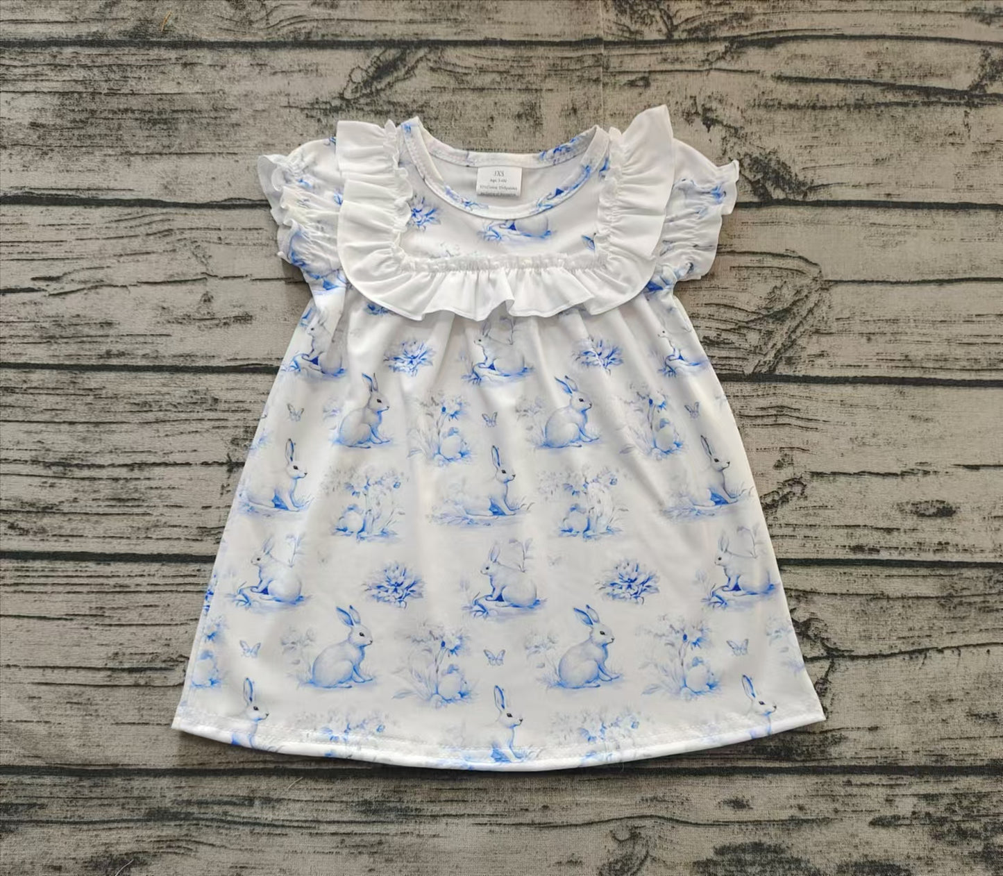 GSD1531 Easter Flower Bunny Lace Short Sleeve Dress