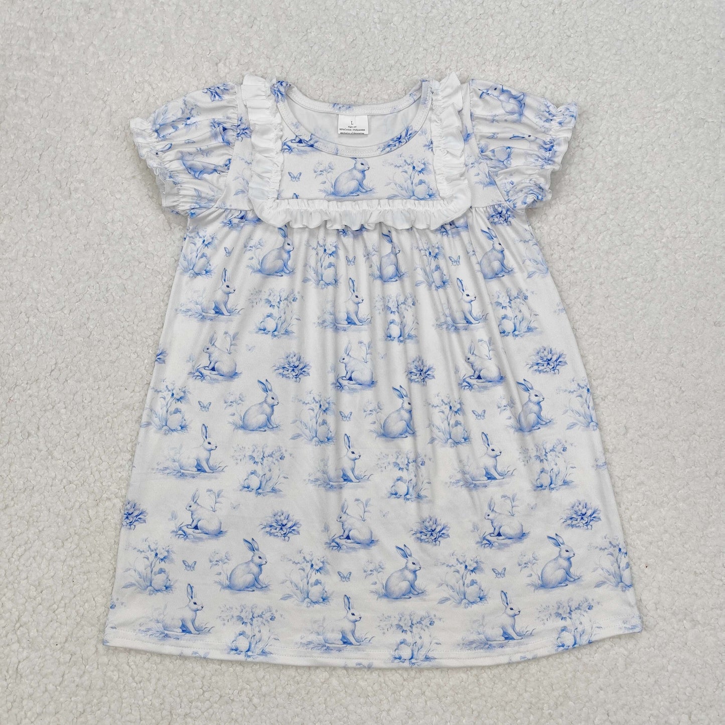 GSD1531 Easter Flower Bunny Lace Short Sleeve Dress